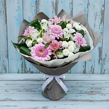 Букет цветов из:  Герберы, Альстромерии и Хризантемы в Тюбе