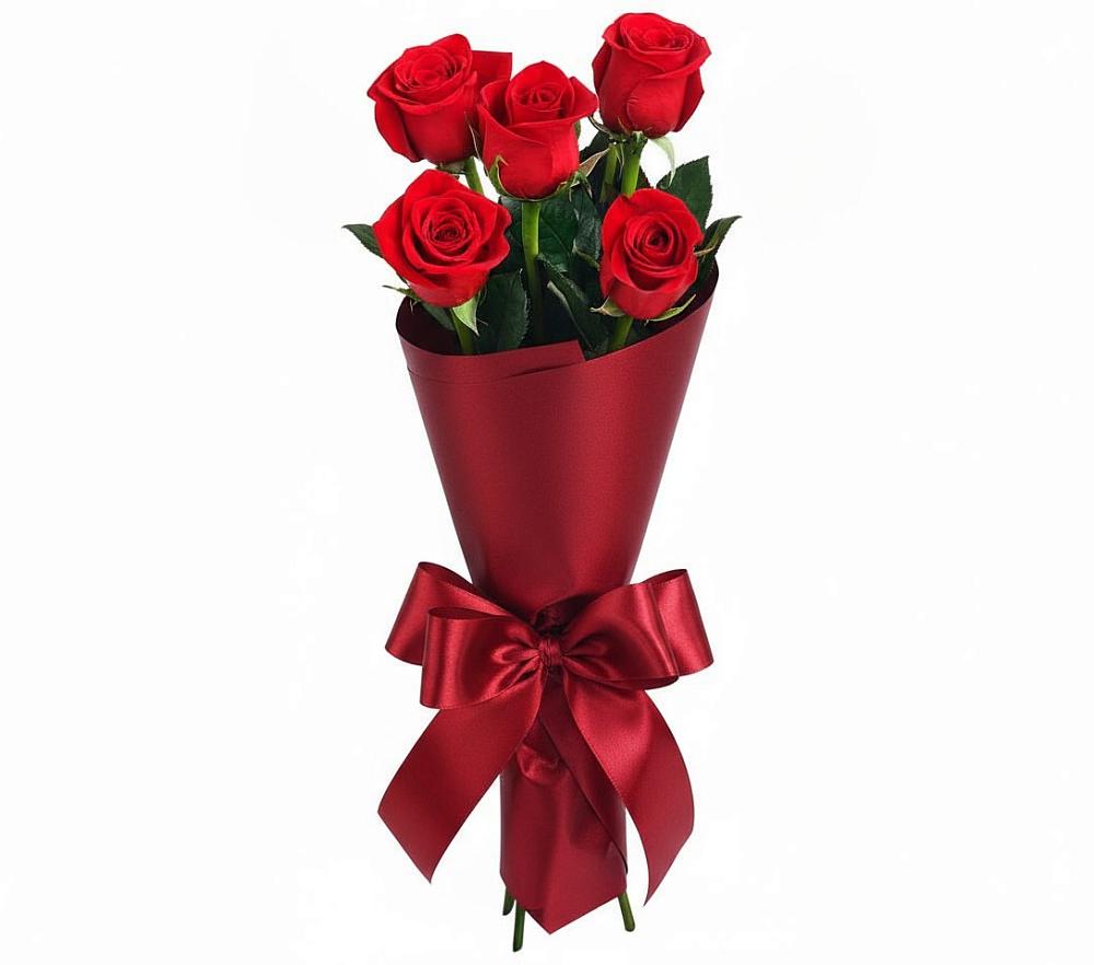 Букет 5 Красных роз Эдлесс Лав в Тюбе