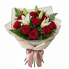 Букет цветов из:  Лилии и Розы #REPLACE_PRED# Тюбе