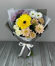 Букет цветов из:  Розы, Герберы и Хризантемы в Тюбе