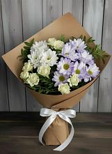 Букет цветов из:  Хризантемы и Розы #REPLACE_PRED# Тюбе