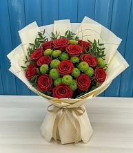 Букет цветов из:  Розы и Хризантемы #REPLACE_PRED# Тюбе