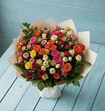 Букет Микс из разноцветных кустовых роз #REPLACE_PRED# Тюбе